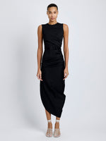 Proenza Schouler Front full length image of model wearing Zafira Dress in Mercerized Cotton Jersey in Black