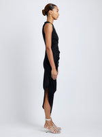 Proenza Schouler Side full length image of model wearing Zafira Dress in Mercerized Cotton Jersey in Black