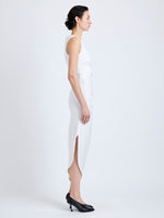 Proenza Schouler Side full length image of model wearing Zafira Dress in Mercerized Cotton Jersey in White