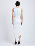 Proenza Schouler Back full length image of model wearing Zafira Dress in Mercerized Cotton Jersey in White