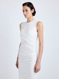 Proenza Schouler Detail image of model wearing Zafira Dress in Mercerized Cotton Jersey in White