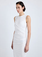 Proenza Schouler Detail image of model wearing Zafira Dress in Mercerized Cotton Jersey in White