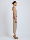Proenza Schouler Side full length image of model wearing Katia Dress in Wool Gabardine in Khaki