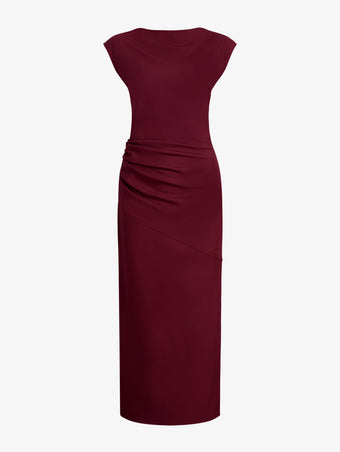 Proenza Schouler Still Life image of Katia Dress in Wool Gabardine in Oxblood