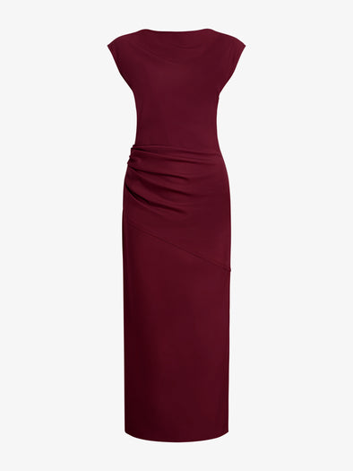 Proenza Schouler Still Life image of Katia Dress in Wool Gabardine in Oxblood