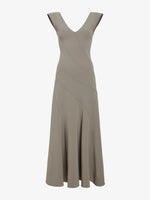 Proenza Schouler Still Life image of Romana Dress in Matte Double Crepe in Wood