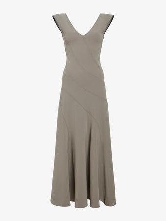 Proenza Schouler Still Life image of Romana Dress in Matte Double Crepe in Wood