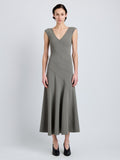 Proenza Schouler Front full length image of model wearing Romana Dress in Matte Double Crepe in Wood