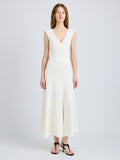 Proenza Schouler Front full length image of model wearing Romana Dress in Matte Double Crepe in Alabaster