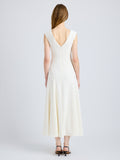 Proenza Schouler Back full length image of model wearing Romana Dress in Matte Double Crepe in Alabaster