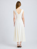 Proenza Schouler Back full length image of model wearing Romana Dress in Matte Double Crepe in Alabaster