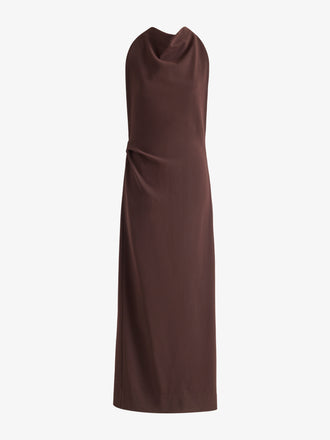 Proenza Schouler Still Life image of Selena Dress in Matte Double Crepe in Dark Brown