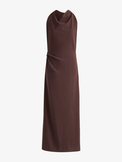 Proenza Schouler Still Life image of Selena Dress in Matte Double Crepe in Dark Brown