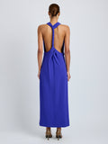 Proenza Schouler Back full length image of model wearing Selena Dress in Matte Double Crepe in Ultramarine