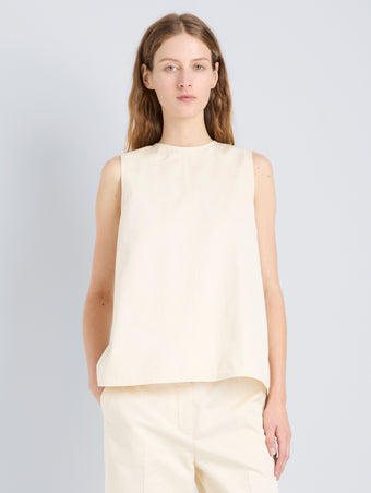 Proenza Schouler Front cropped image of model wearing Nerina Top in Cotton Drill in Marzipan