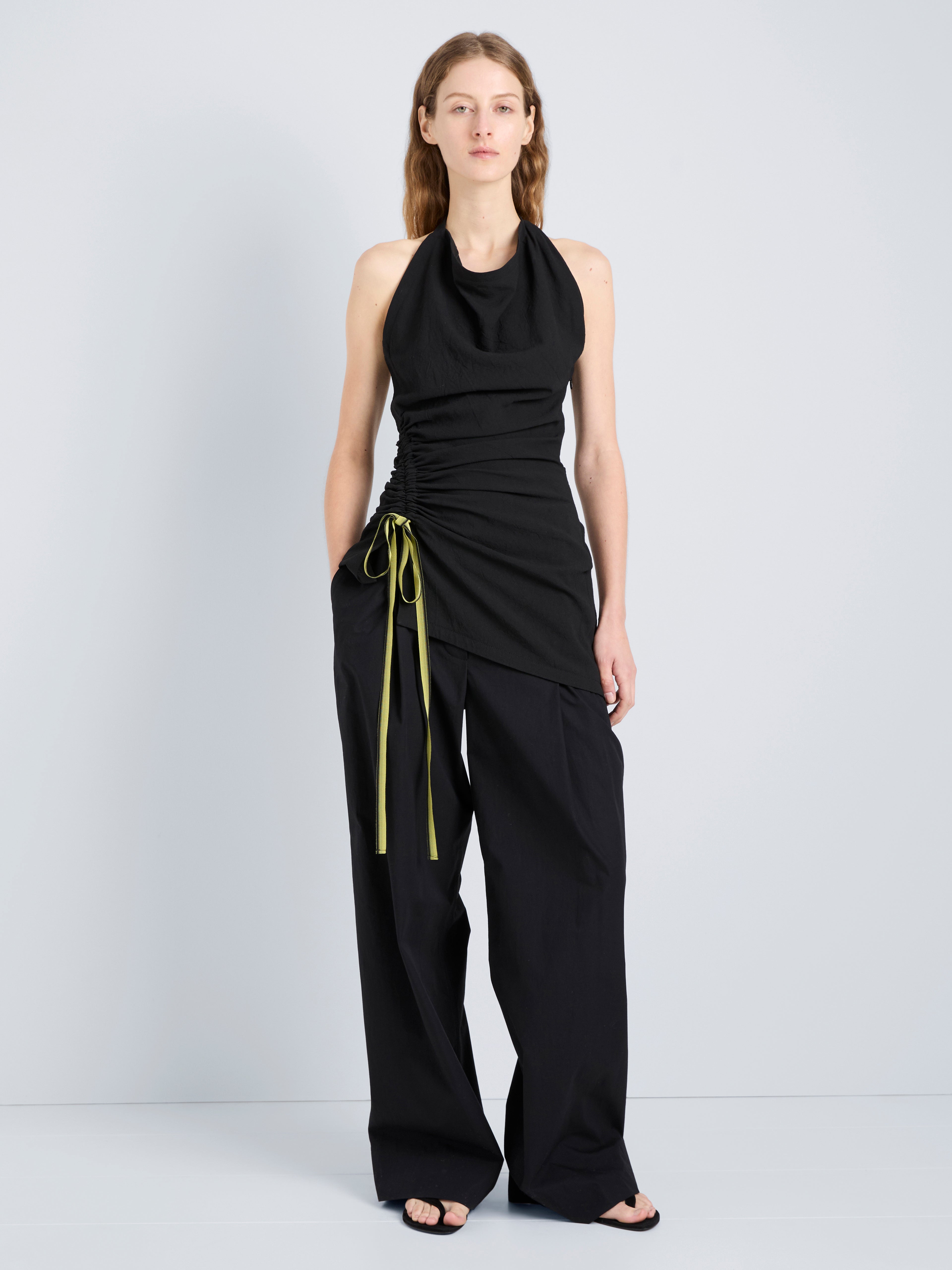 Proenza Schouler Melia Top in Crinkle Linen Viscose - Black