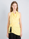 Proenza Schouler Front cropped image of model wearing Melia Top in Crinkle Linen Viscose in Yellow