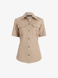 Proenza Schouler Still Life image of Nali Top in Wool Gabardine in Khaki