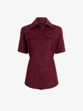 Proenza Schouler Still Life image of Nali Top in Wool Gabardine in Oxblood