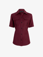 Proenza Schouler Still Life image of Nali Top in Wool Gabardine in Oxblood