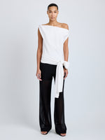 Proenza Schouler Front full length image of model wearing Zafira Top in Mercerized Cotton Jersey in White