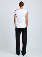 Proenza Schouler Back full length image of model wearing Zafira Top in Mercerized Cotton Jersey in White