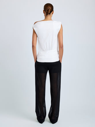 Proenza Schouler Back full length image of model wearing Zafira Top in Mercerized Cotton Jersey in White