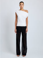 Proenza Schouler Front full length image of model wearing Zafira Top in Mercerized Cotton Jersey in White