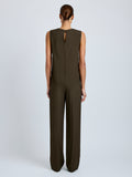 Proenza Schouler Back full length image of model wearing Defni Top in Eco Hammered Viscose in Cypress