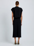 Proenza Schouler Back full length image of model wearing Ranli Top in Matte Double Crepe in Black