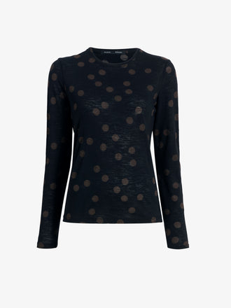 Proenza Schouler Still Life image of Mia Top in Polka Dot Jersey in Black Multi