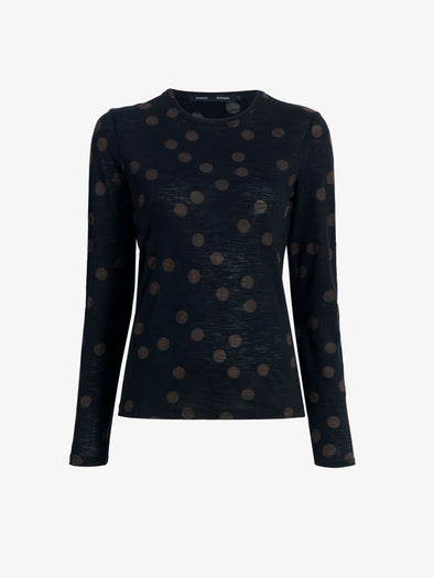 Proenza Schouler Still Life image of Mia Top in Polka Dot Jersey in Black Multi