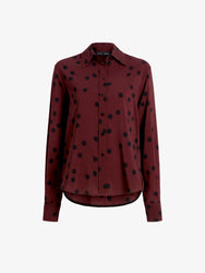 Proenza Schouler Still Life image of Paz Shirt in Printed Stretch Vicose in Espresso Multi