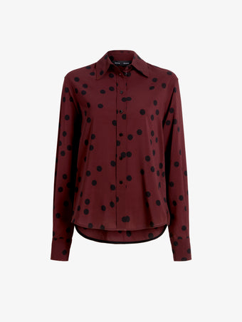 Proenza Schouler Still Life image of Paz Shirt in Printed Stretch Vicose in Espresso Multi
