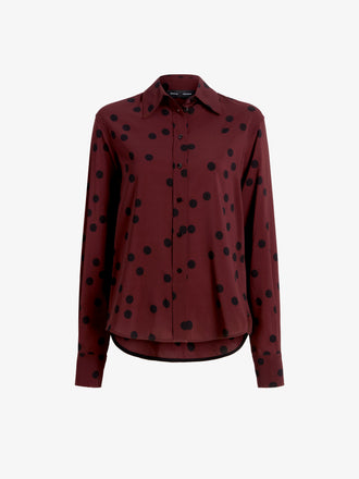 Proenza Schouler Still Life image of Paz Shirt in Printed Stretch Vicose in Espresso Multi