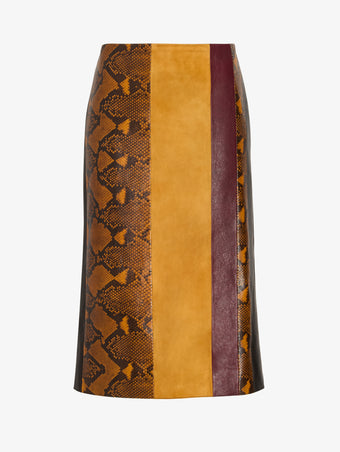 Proenza Schouler Still Life image of Sirine Skirt in Pieced Leather in Gold Multi