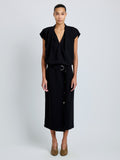 Proenza Schouler Front full length image of model wearing Carine Cargo Skirt in Matte Double Crepe in Black