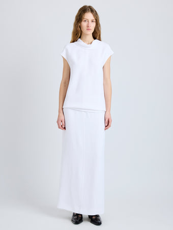 Proenza Schouler Front full length image of model wearing Liora Skirt in Heavy Sable in White