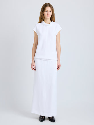 Proenza Schouler Front full length image of model wearing Liora Skirt in Heavy Sable in White