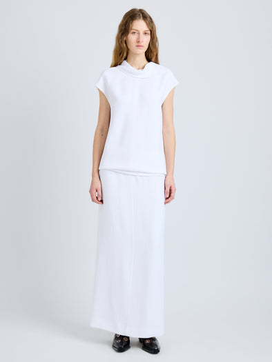 Proenza Schouler Front full length image of model wearing Liora Skirt in Heavy Sable in White