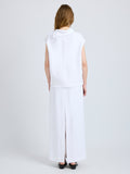 Proenza Schouler Back full length image of model wearing Liora Skirt in Heavy Sable in White