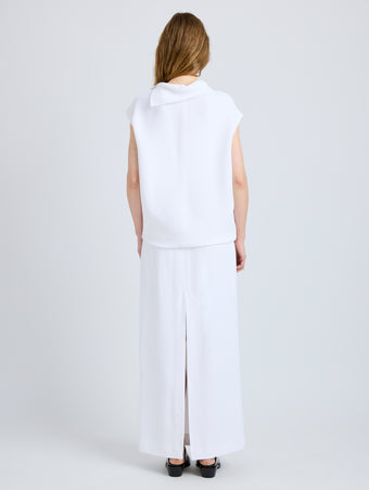 Proenza Schouler Back full length image of model wearing Liora Skirt in Heavy Sable in White