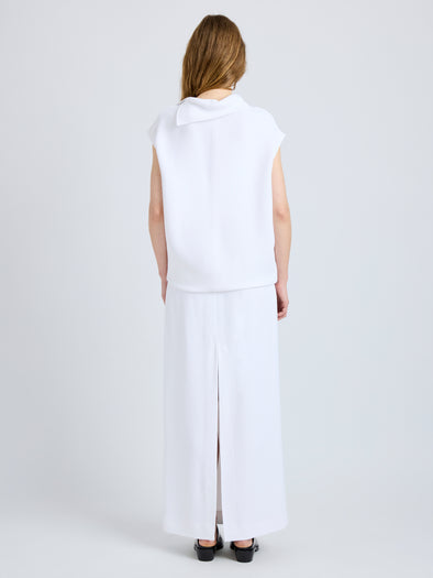 Proenza Schouler Back full length image of model wearing Liora Skirt in Heavy Sable in White