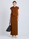 Proenza Schouler Front full length image of model wearing Liora Skirt in Heavy Sable in Copper