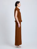 Proenza Schouler Side full length image of model wearing Liora Skirt in Heavy Sable in Copper