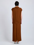 Proenza Schouler Back full length image of model wearing Liora Skirt in Heavy Sable in Copper
