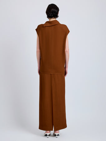 Proenza Schouler Back full length image of model wearing Liora Skirt in Heavy Sable in Copper