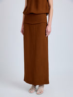 Proenza Schouler Detail image of model wearing Liora Skirt in Heavy Sable in Copper