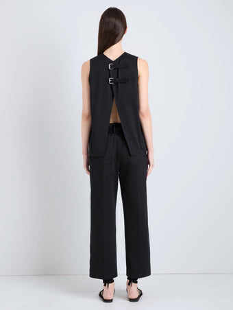 Proenza Schouler Back full length image of model wearing Nila Pant in Cotton Drill in Black
