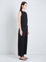 Proenza Schouler Side full length image of model wearing Nila Pant in Cotton Drill in Black